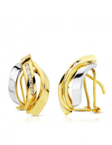 18K PENDIENTES ORO BICOLOR BANDAS...