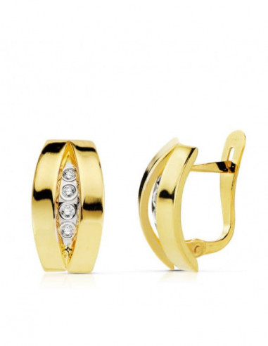 18K PENDIENTES BANDAS ORO BICOLOR...
