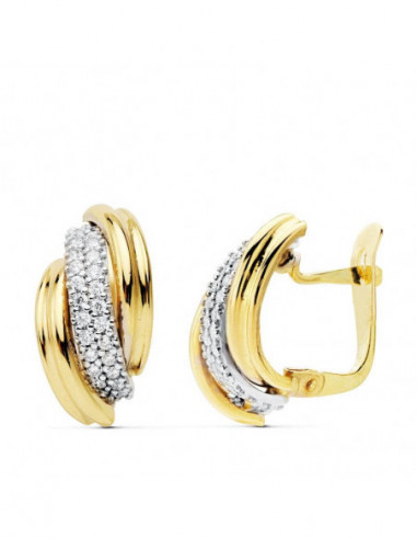 18K PENDIENTES ORO BICOLOR BANDAS...