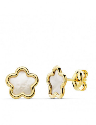 18K PENDIENTES ORO AMARILLO FLOR...