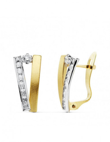 18K PENDIENTES ORO BICOLOR BANDAS...