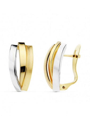 18K PENDIENTES ORO BICOLOR BANDAS...