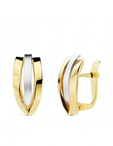 18K PENDIENTES ORO BICOLOR BANDAS...