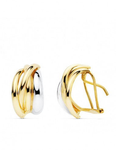 18K PENDIENTES ORO BICOLOR BANDAS...