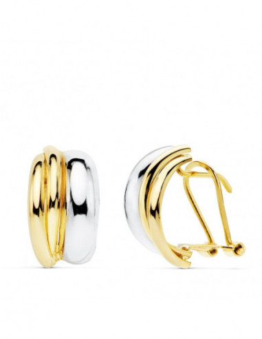 18K PENDIENTES ORO BICOLOR BANDAS...
