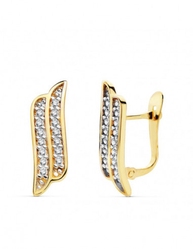 18K PENDIENTES BANDAS CIRCONITAS 16X5 MM