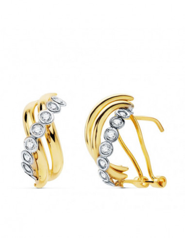 18K PENDIENTES ORO BICOLOR BANDAS...