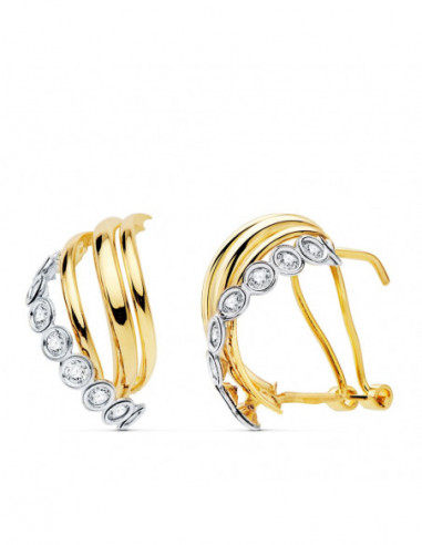 18K PENDIENTES ORO BICOLOR BANDAS...