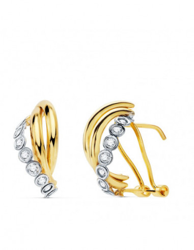 18K PENDIENTES ORO BICOLOR BANDAS...