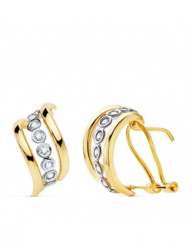 18K PENDIENTES ORO BICOLOR BANDAS...