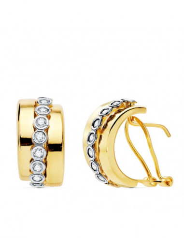 18K PENDIENTES ORO BICOLOR BANDAS...