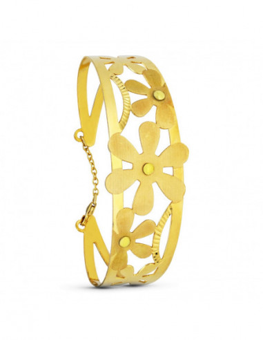 18K PULSERA ORO AMARILLO FLORES LASER
