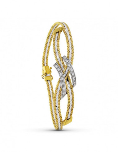 18K PULSERA ORO BICOLOR HILOS