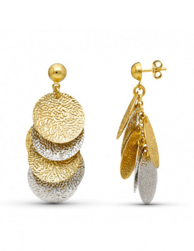 18K PENDIENTES ORO BICOLOR CIRCULOS...