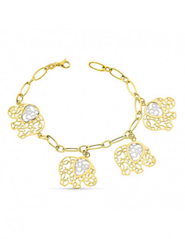 18K PULSERA BICOLOR ELEFANTES. ANCHO...