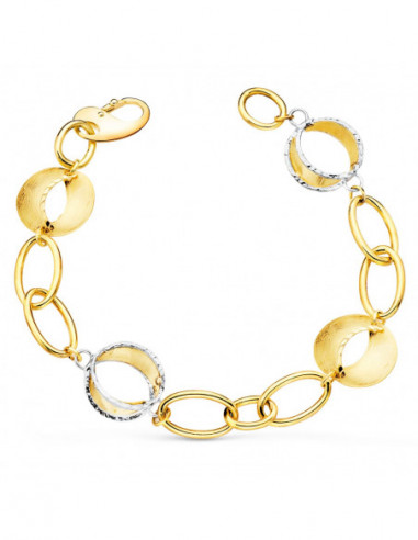18K PULSERA ORO BICOLOR ESLABONES...