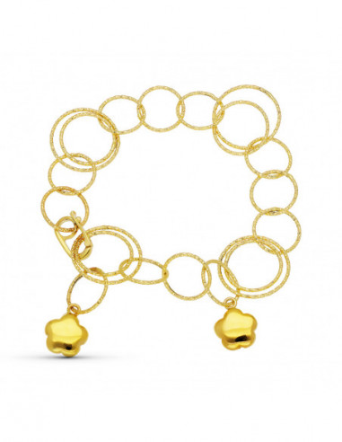 18K PULSERA ORO AMARILLO ESLABONES Y...