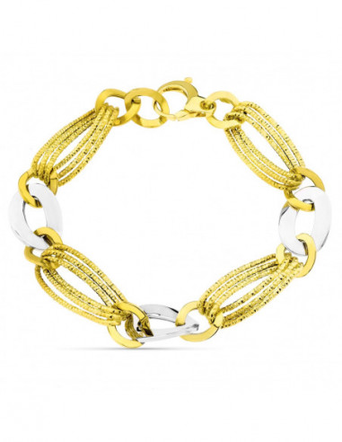 18K PULSERA BICOLOR ESLABONES 8.90 GR