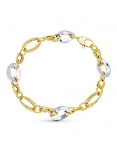 18k PULSERA ORO BICOLOR ESLABONES