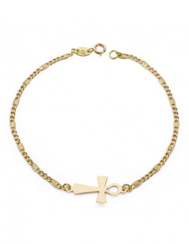 18K PULSERA CRUZ DE LA VIDA 19 CM...