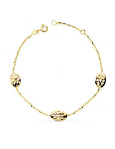 18K PULSERA OVALES CALADOS 19.5CM...