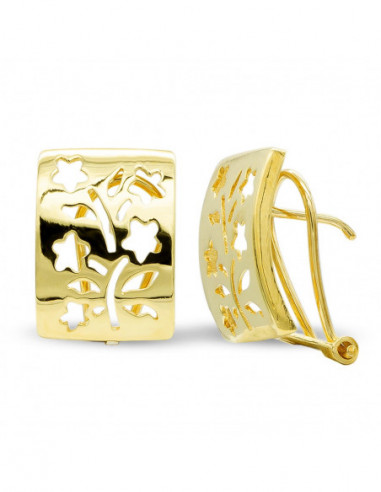 18K PENDIENTES ORO AMARILLO FLORES...