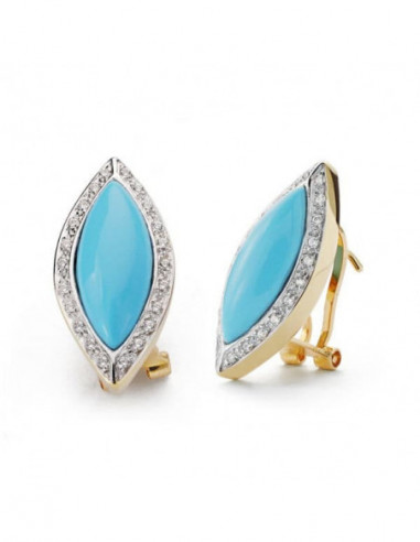 18K PENDIENTES TURQUESA BICOLOR 24X11 MM