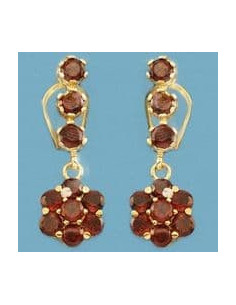 18K PENDIENTES LARGOS GRANATES