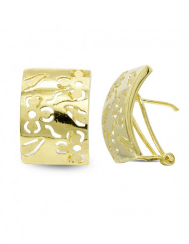 18K PENDIENTES ORO AMARILLO Y FLORES...