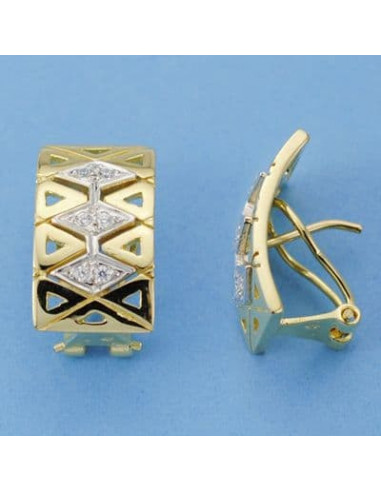 18K PENDIENTES BICOLOR ROMBOS 19X10 MM