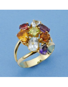 18K SORTIJA PIEDRAS COLOR