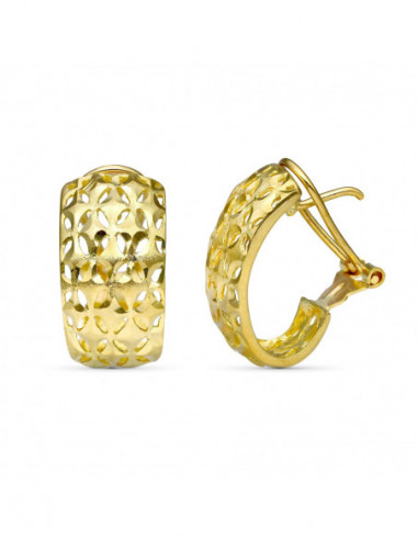 18K PENDIENTES TALLADOS CALADOS 18X10 MM