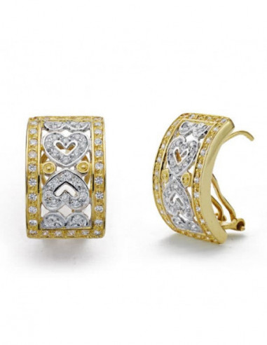 18K PENDIENTES BICOLOR CIRCONITAS...
