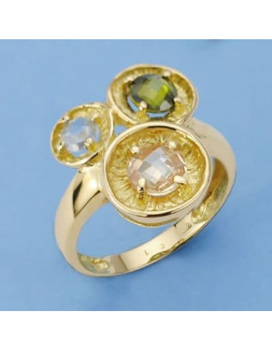 18K SORTIJA ORO AMARILLO PIEDRA COLOR