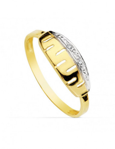 18K SORTIJA BICOLOR CIRCONITAS