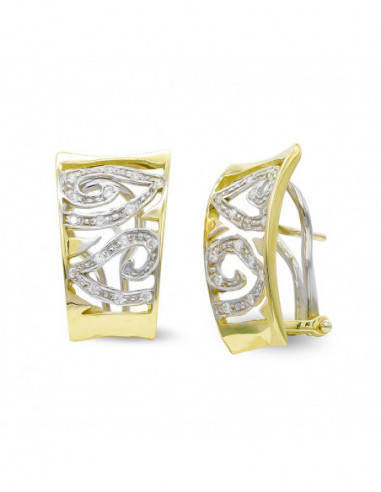 18K PENDIENTES ORO BICOLOR CON...