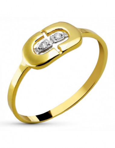 18K SORTIJA COMUNION BICOLOR CIRCONITAS