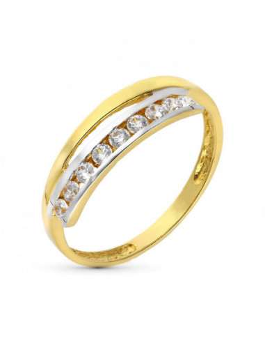 18K SORTIJA BICOLOR CON CIRCONITAS
