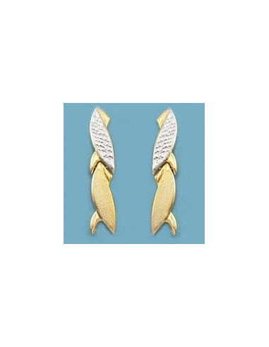 18K PENDIENTES BICOLOR TALLADOS.
