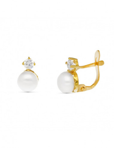 18K PENDIENTES PERLA Y CIRCONITAS...