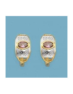 18K PENDIENTES BICOLOR PIEDRA