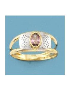 18K SORTIJA BICOLOR Y PIEDRA