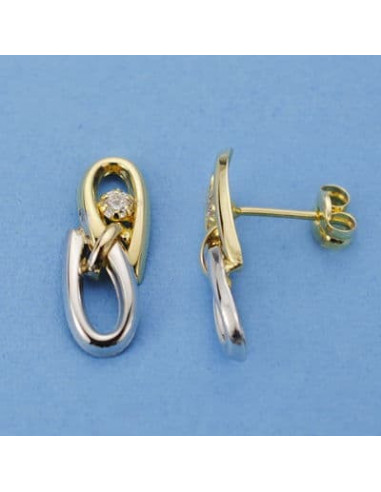 18K PENDIENTES BICOLOR CIRCONITAS...