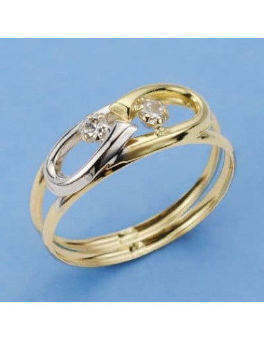 18K SORTIJA BICOLOR CIRCONITA 6 MM
