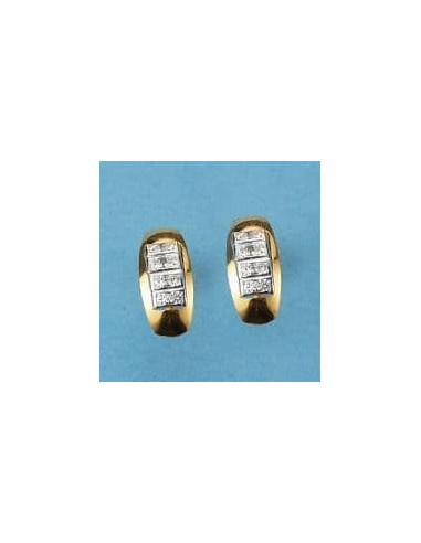 18K PENDIENTES CIRCONITAS RODIO. PRESION