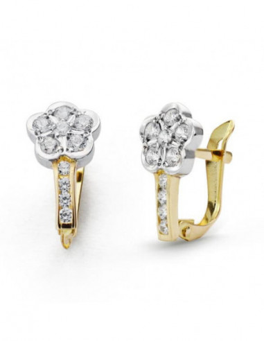 18K PENDIENTES COMUNION BICOLOR...