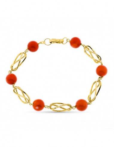 18K PULSERA ORO AMARILLO JAULA CORAL...