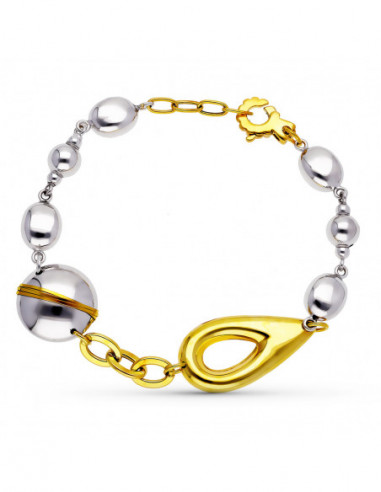 18K PULSERA ORO BICOLOR BOLAS