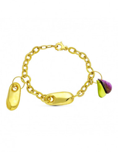 18K PULSERA ORO AMARILLO PIEDRA COLOR...