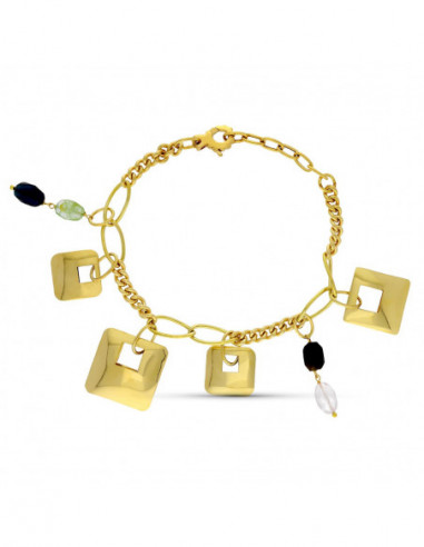 18K PULSERA ORO AMARILLO PIEDRAS Y...